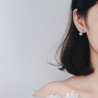 cubic zirconia & Imitation Pearl Plum Stud Earrings - streetregion