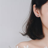 Cubic Zirconia & Silver-Plated Open Heart Stud Earrings