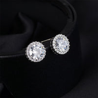 cubic zirconia & Fine Silver-Plated Hola Stud Earrings - streetregion