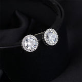 cubic zirconia & Fine Silver-Plated Hola Stud Earrings - streetregion