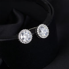 cubic zirconia & Fine Silver-Plated Hola Stud Earrings - streetregion