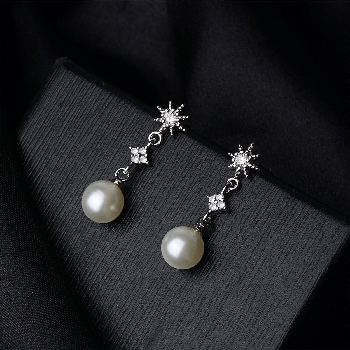 Pearl & Cubic Zirconia Silver-Plated Sun Drop Earrings