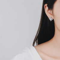Cubic Zirconia & Crystal Lotus Stud Earrings