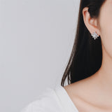 Cubic Zirconia & Crystal Lotus Stud Earrings
