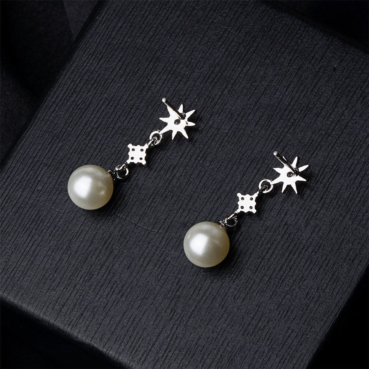 Pearl & Cubic Zirconia Silver-Plated Sun Drop Earrings