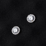 cubic zirconia & Fine Silver-Plated Hola Stud Earrings - streetregion