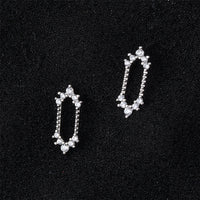 Cubic Zirconia & Silver-Plated Mirror Stud Earrings