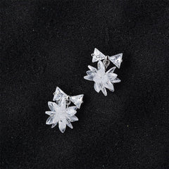 Cubic Zirconia & Crystal Silver-Plated Bow & Snowflake Drop Earrings