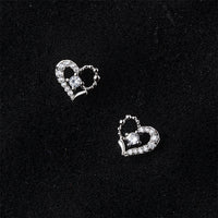 Cubic Zirconia & Silver-Plated Open Heart Stud Earrings