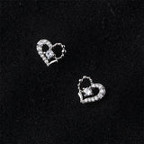 Cubic Zirconia & Silver-Plated Open Heart Stud Earrings