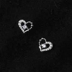 Cubic Zirconia & Silver-Plated Open Heart Stud Earrings