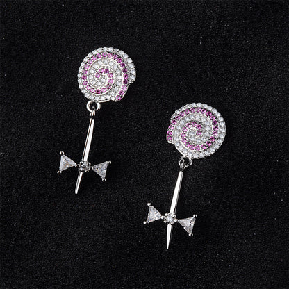 Cubic Zirconia and Silver-Plated Lollipop Drop Earrings, silver drop earrings for women, botanical inspired, side view