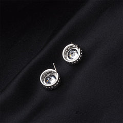 cubic zirconia & Fine Silver-Plated Hola Stud Earrings - streetregion