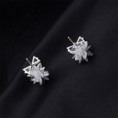 Cubic Zirconia & Crystal Silver-Plated Bow & Snowflake Drop Earrings