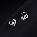 Cubic Zirconia & Silver-Plated Open Heart Stud Earrings