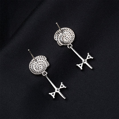 Cubic Zirconia and Silver-Plated Lollipop Drop Earrings, silver drop earrings for women, botanical inspired, detail close-up