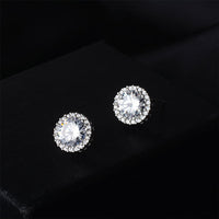 cubic zirconia & Fine Silver-Plated Hola Stud Earrings - streetregion