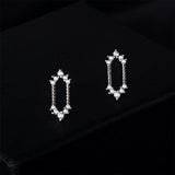 Cubic Zirconia & Silver-Plated Mirror Stud Earrings