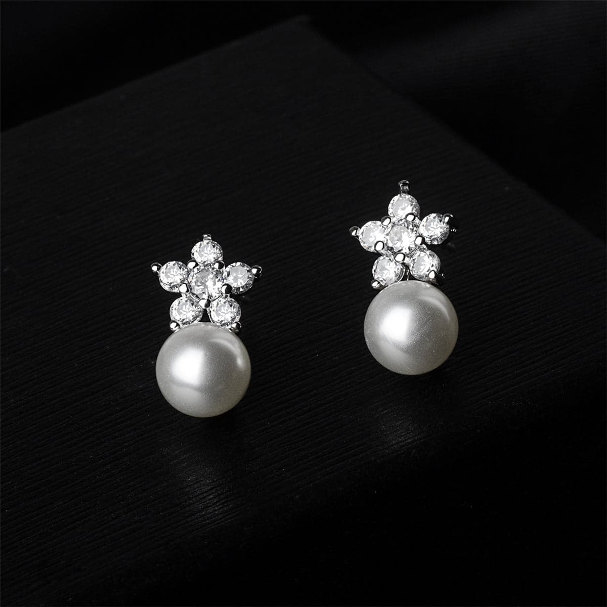 cubic zirconia & Imitation Pearl Plum Stud Earrings - streetregion