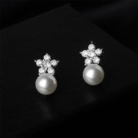 cubic zirconia & Imitation Pearl Plum Stud Earrings - streetregion