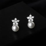 cubic zirconia & Imitation Pearl Plum Stud Earrings - streetregion