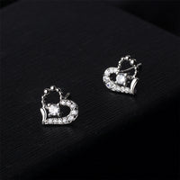 Cubic Zirconia & Silver-Plated Open Heart Stud Earrings