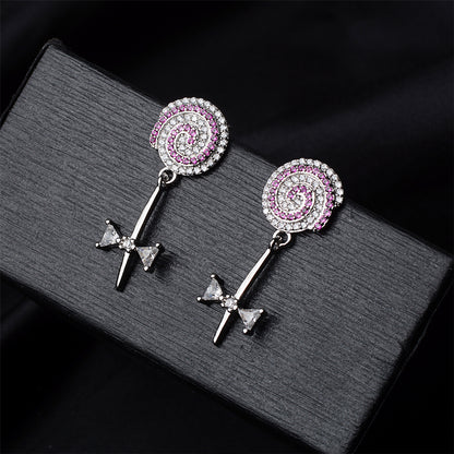 Cubic Zirconia and Silver-Plated Lollipop Drop Earrings, silver drop earrings for women, botanical inspired, lifestyle look