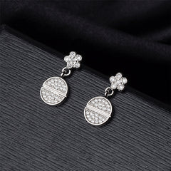 Cubic Zirconia & Silver-Plated Plum Blossom Drop Earrings