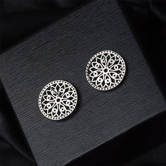 Pink Cubic Zirconia & Silver-Plated Flower Stud Earrings