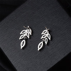 Crystal & Silver-Plated Pear-Cut Leaf Stud Earrings