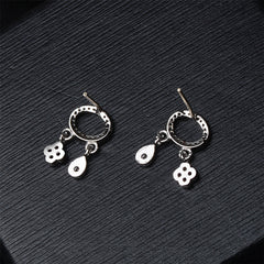 Cubic Zirconia & Silver-Plated Teardrop & Flower Drop Earrings