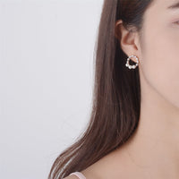 Imitation Pearl & Cubic Zirconia Hoop Stud Earrings