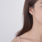 Imitation Pearl & Cubic Zirconia Square Stud Earrings