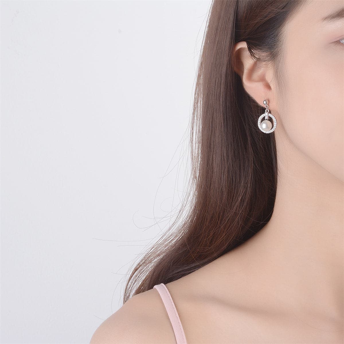 Pearl & Cubic Zirconia Openwork Ring Drop Earrings