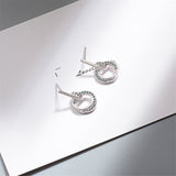 Cubic Zirconia & SIlvertone Double-Circle Drop Earrings