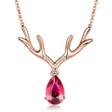 Red Crystal & Cubic Zirconia Antler Pendant Necklace