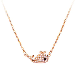 Cubic Zirconia & 18K Rose Gold-Plated Whale Pendant Necklace