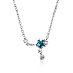 Blue Crystal & cubic zirconia Star Pendant Necklace - streetregion