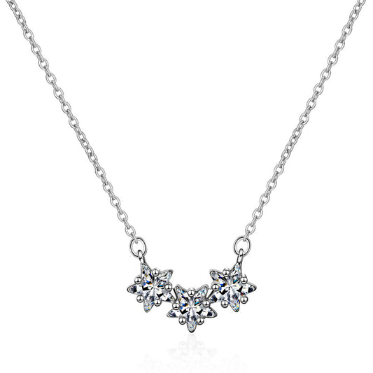 Cubic Zirconia and Silver-Plated Star Necklace, silver pendant necklace for women, everyday style, front view