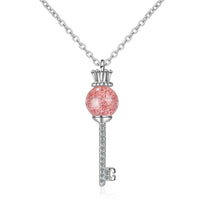 Cubic Zirconia & Strawberry Crystal Key Pendant Necklace