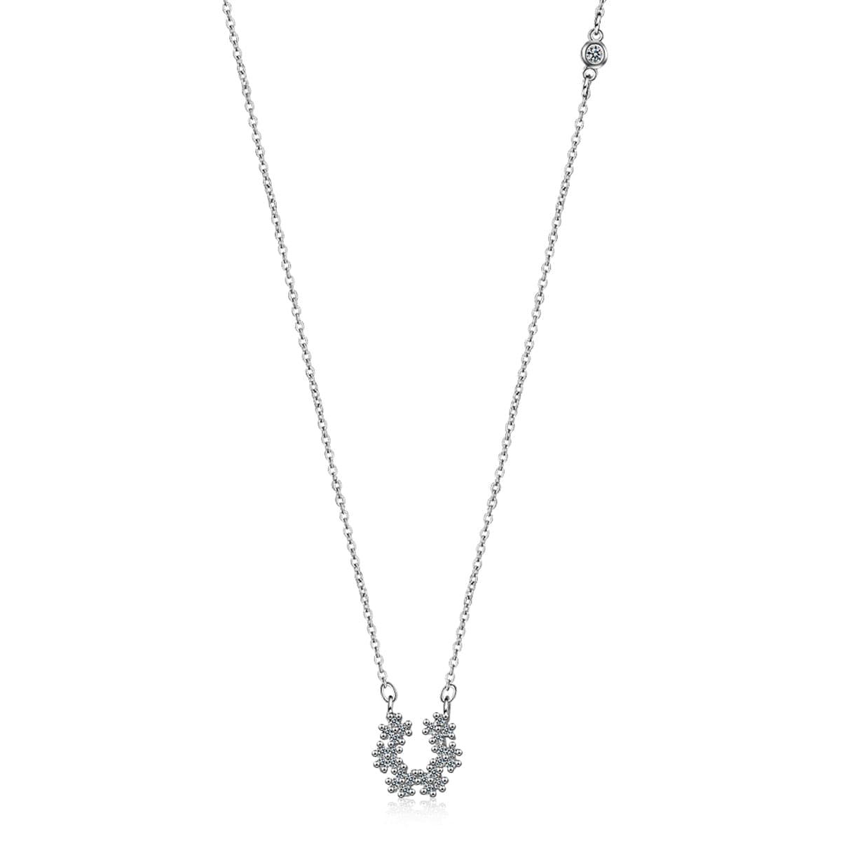 Cubic Zirconia & Silver-Plated Linking Flower Pendant Necklace