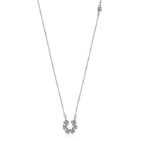 Cubic Zirconia & Silvertone Linking Flower Pendant Necklace