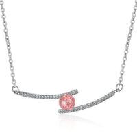 Strawberry Red Crystal & Silvvertone Pendant Necklace