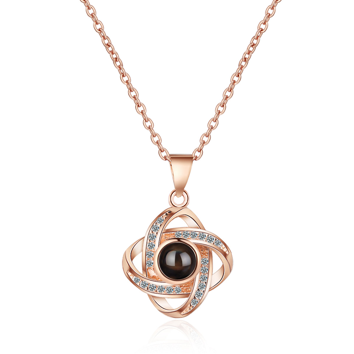 Cubic Zirconia & Crystal 18K Rose Gold-Plated Interlocking Pendant Necklace