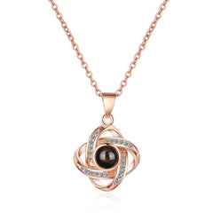 Cubic Zirconia & Crystal 18K Rose Gold-Plated Interlocking Pendant Necklace