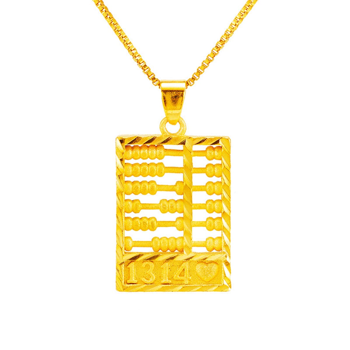 18K Gold-Plated Open Heart Abacus Pendant Necklace