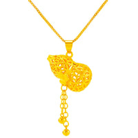24K Gold-Plated Open Heart Gourd Pendant Necklace