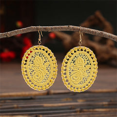 Light Yellow Polyster & 18K Gold-Plated Botanical Oval Drop Earrings
