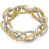 Two-Tone Interlocked Twine Oval Chain Bracelet