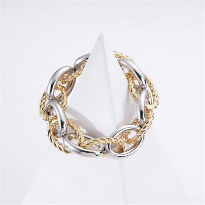 Two-Tone Interlocked Twine Oval Chain Bracelet, bracelet for women, vintage-inspired design, styled look